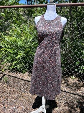 PrAna Midi Dress Size Large Built-In Shelf Bra Colorful Confetti Print